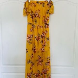 Yellow Floral Off-The-Shoulder Dress